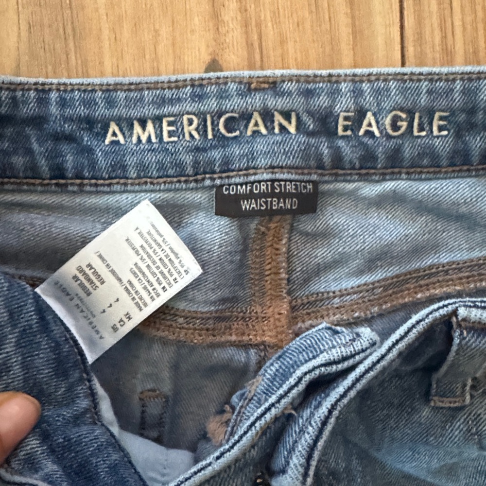 American Eagle Outfitters Distressed Blue Mom Jeans - Picture 2 of 6